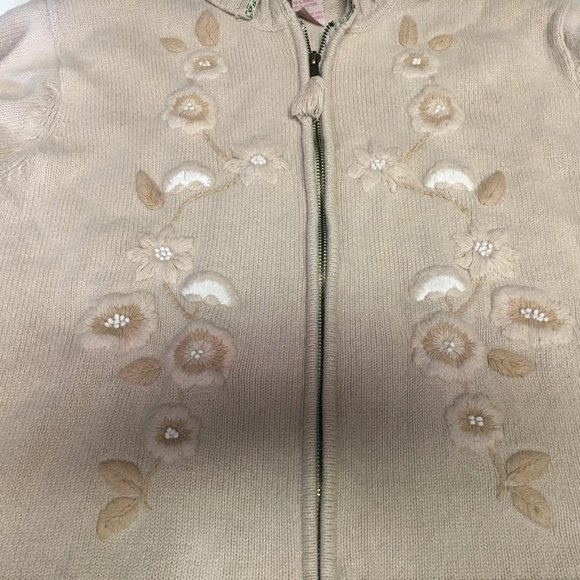 Vintage Crystal Kobe Zip Sweater Knit Cardigan - Size: XLarge - Picture 2 of 6